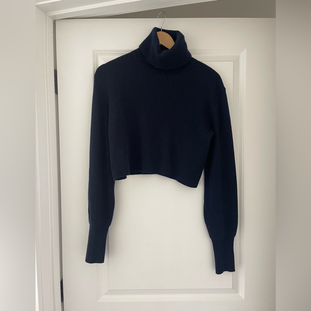 NWOT Reformation Luisa Cropped Cashmere Sweater in Navy